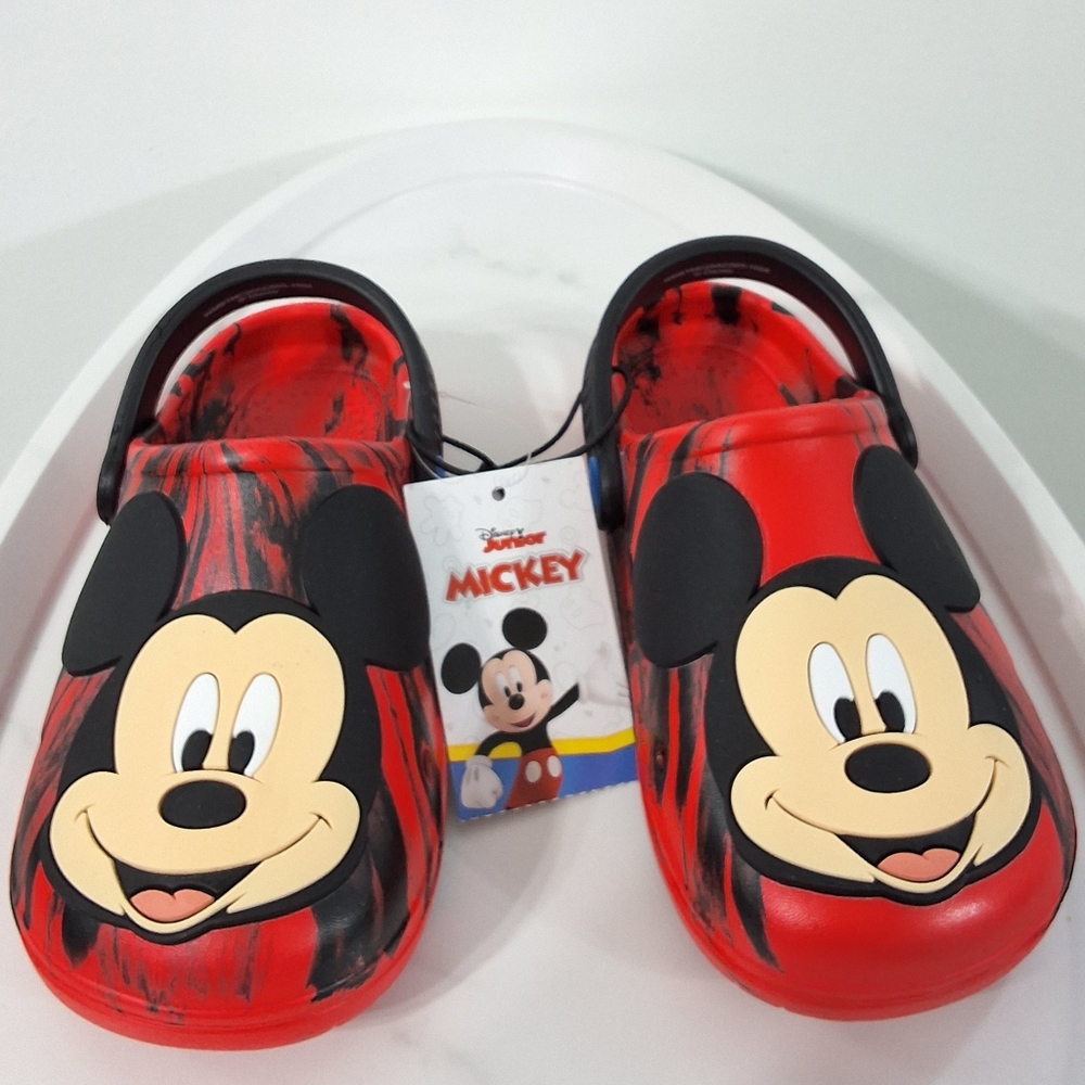 Disney Junior Mickey Mouse Boys Red & Black Boys Clogs, Size 11-12, New With Tag